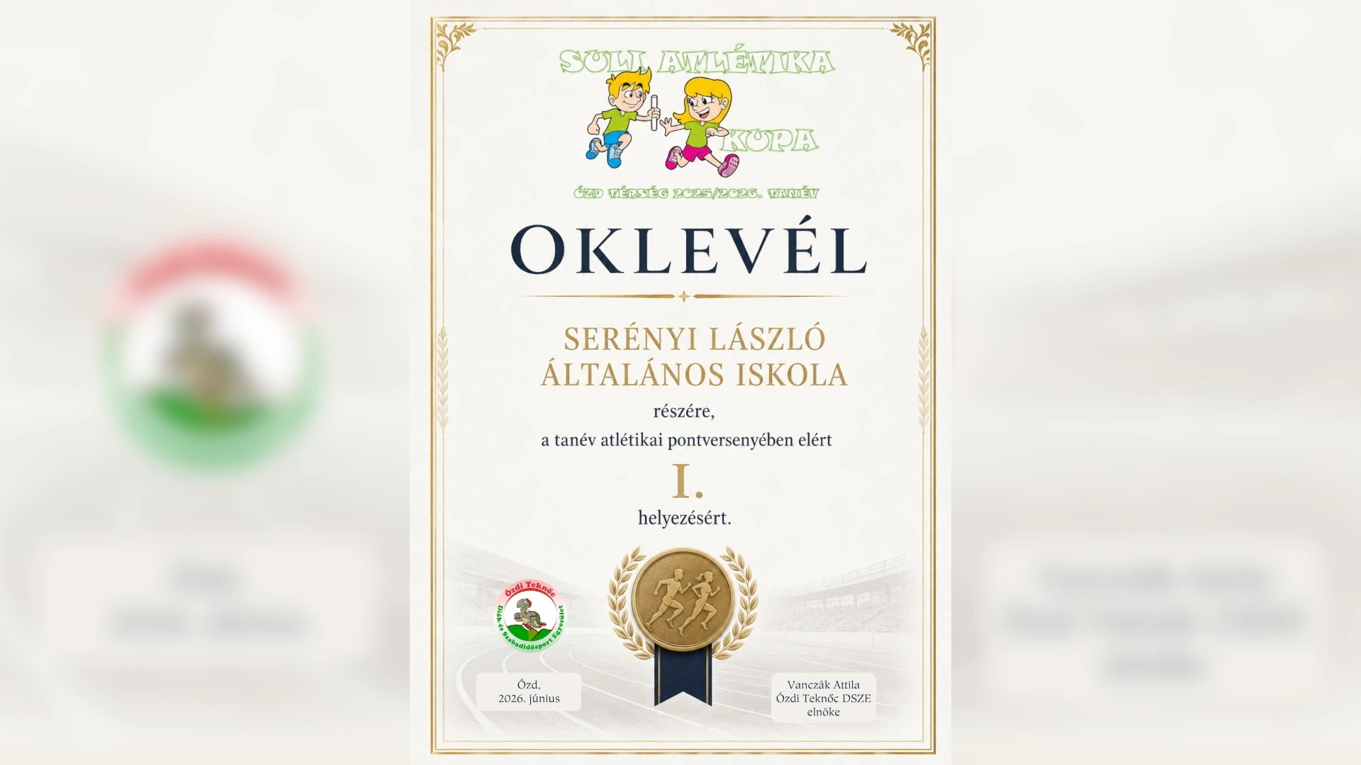 SULI ATLÉTIKA KUPA díjat alapítottunk